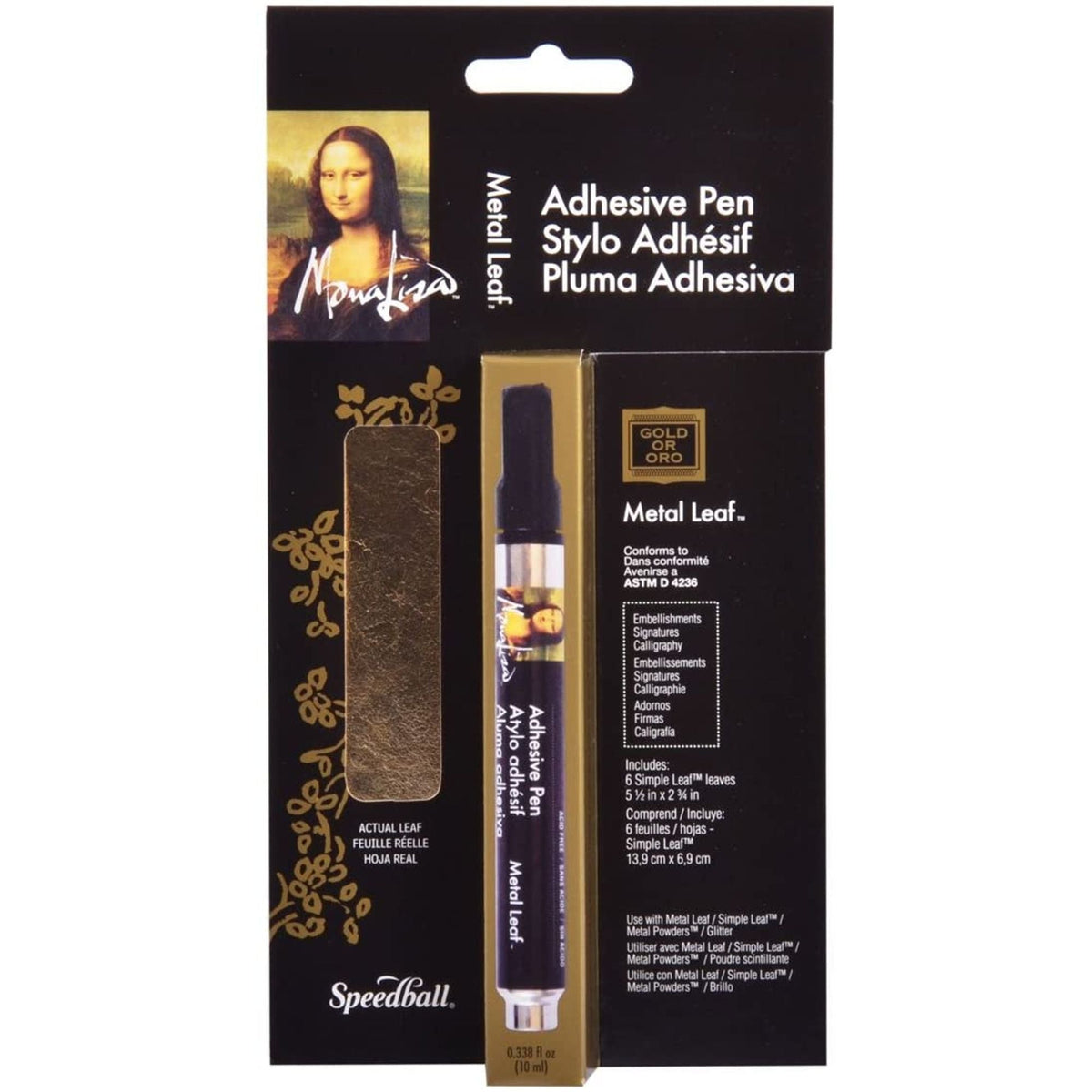 مجموعة قلم اللاصق وورق الذهب موناليزا من سبيدبول || Speedball MonaLisa Adhesive Pen and Gold Leaf Set
