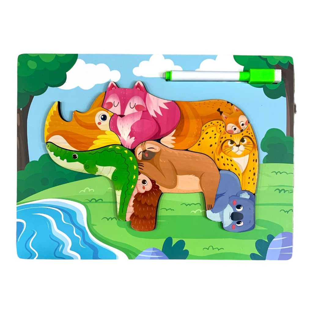 Rhino Puzzle with Whiteboard || بازل وحيد القرن مع سبورة بيضاء