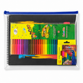 A&T Stationery Set 43 Pcs B4 Black Pad + 30 markers + 12 short colored pencils || مجموعة قرطاسية اي اند تي 43 حبة دفتر ورق اسود + 30 لون شيني + 12 لون خشبي قصير