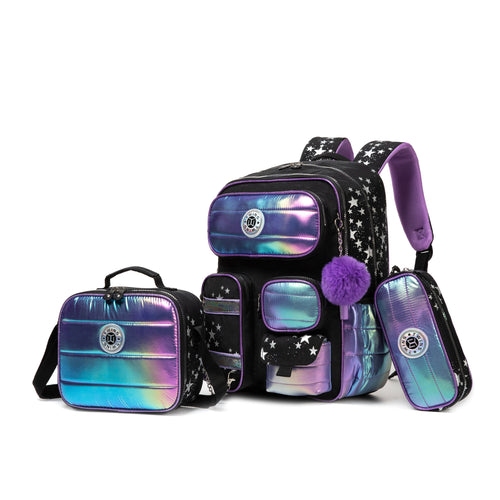 17" Backpack 3PCS METALLIC TWINS || شنطة ظهر 17 انش 3 قطع ميتاليك توينز