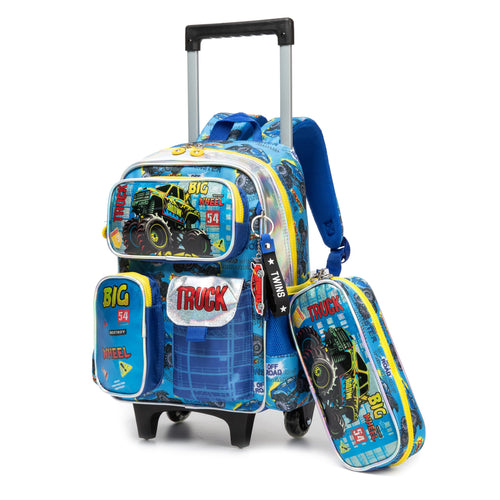 14"  Trolley  Backpack 2PCS Big Truck TWINS || شنطة ترولي 14 انش 2 قطعه بيج ترك توينز