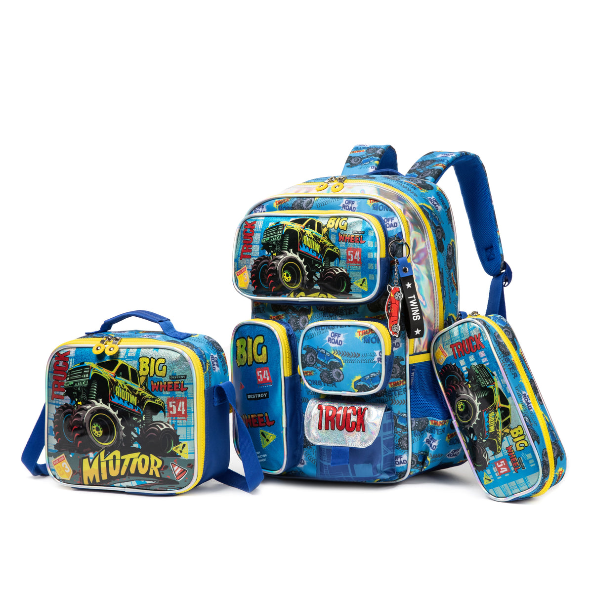 17" Backpack 3PCS Big Truck TWINS || شنطة ظهر 17 انش 3 قطع بيج ترك توينز