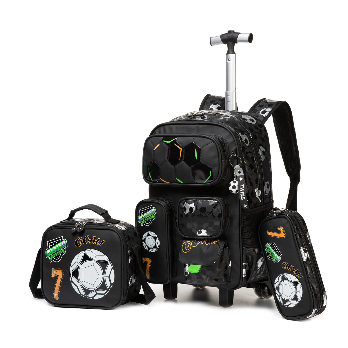 17" Trolley Backpack 3PCS FLYING TIGERS TWINS || حقيبة ظهر بعجلات (ترولي) 17 بوصة، 3 قطع، فلاينج تايجرز توينز