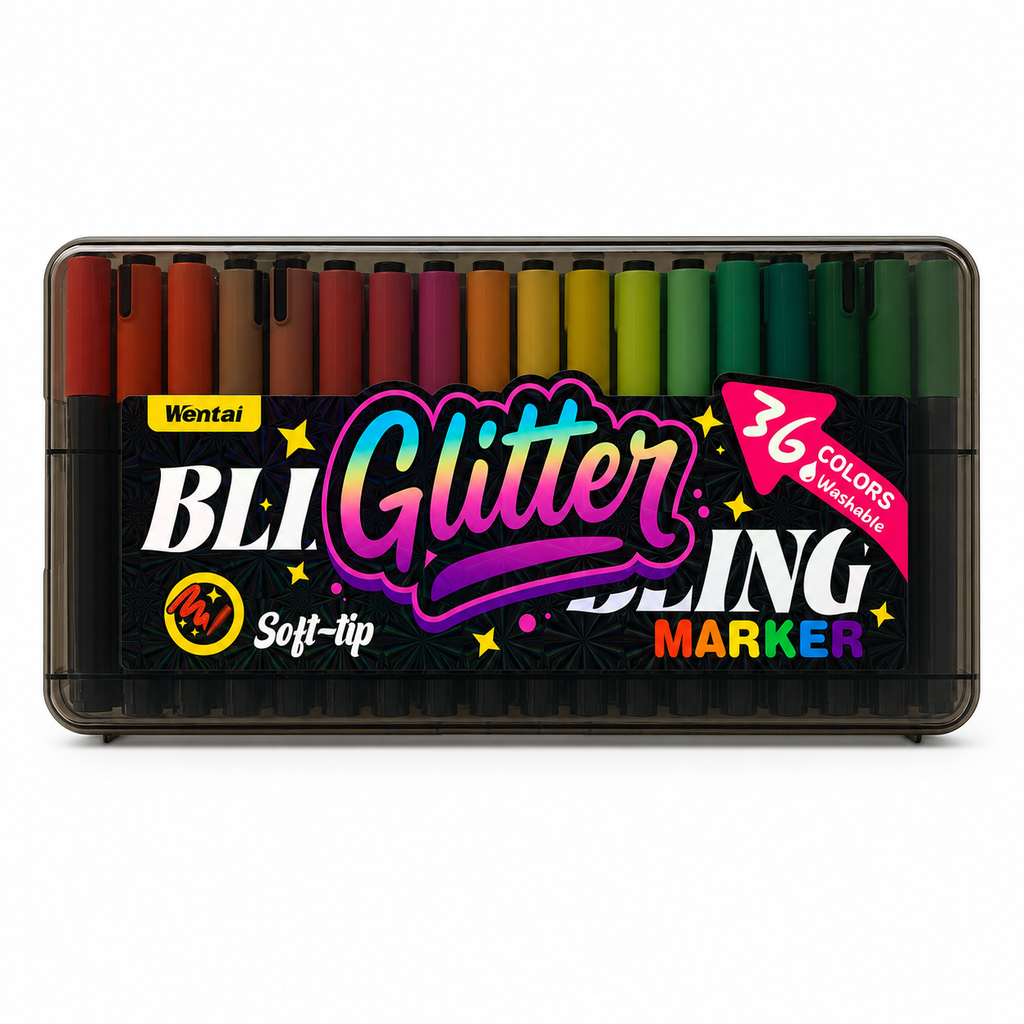 أقلام تحديد لامعة (جليتر) بلينغ، 36 لوناً || Bling Glitter Marker 36 Color