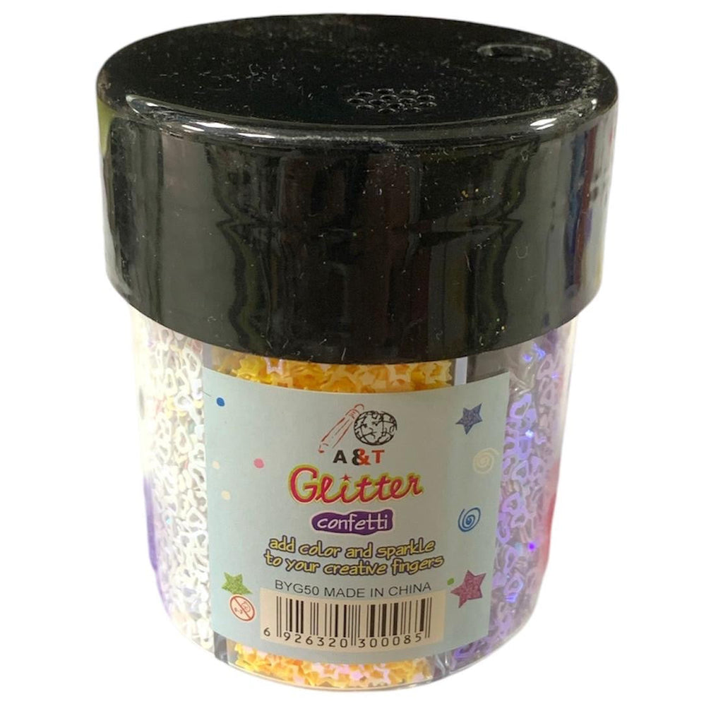 A&T Glitter Confetti Assorted Shapes 6 Colors || زينة قصاصات لامعة بأشكال متنوعة من A&T، 6 ألوان