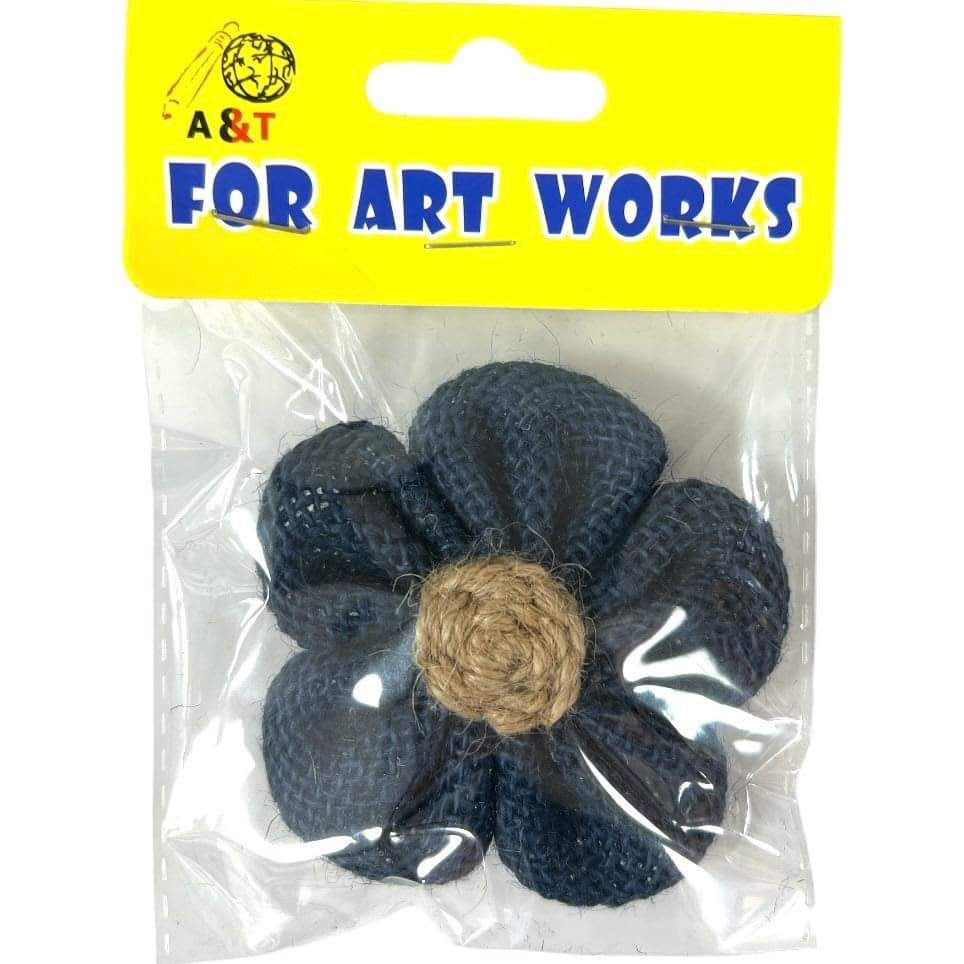Burlap Flower Navy Color || وردة من الخيش باللون الكحلي