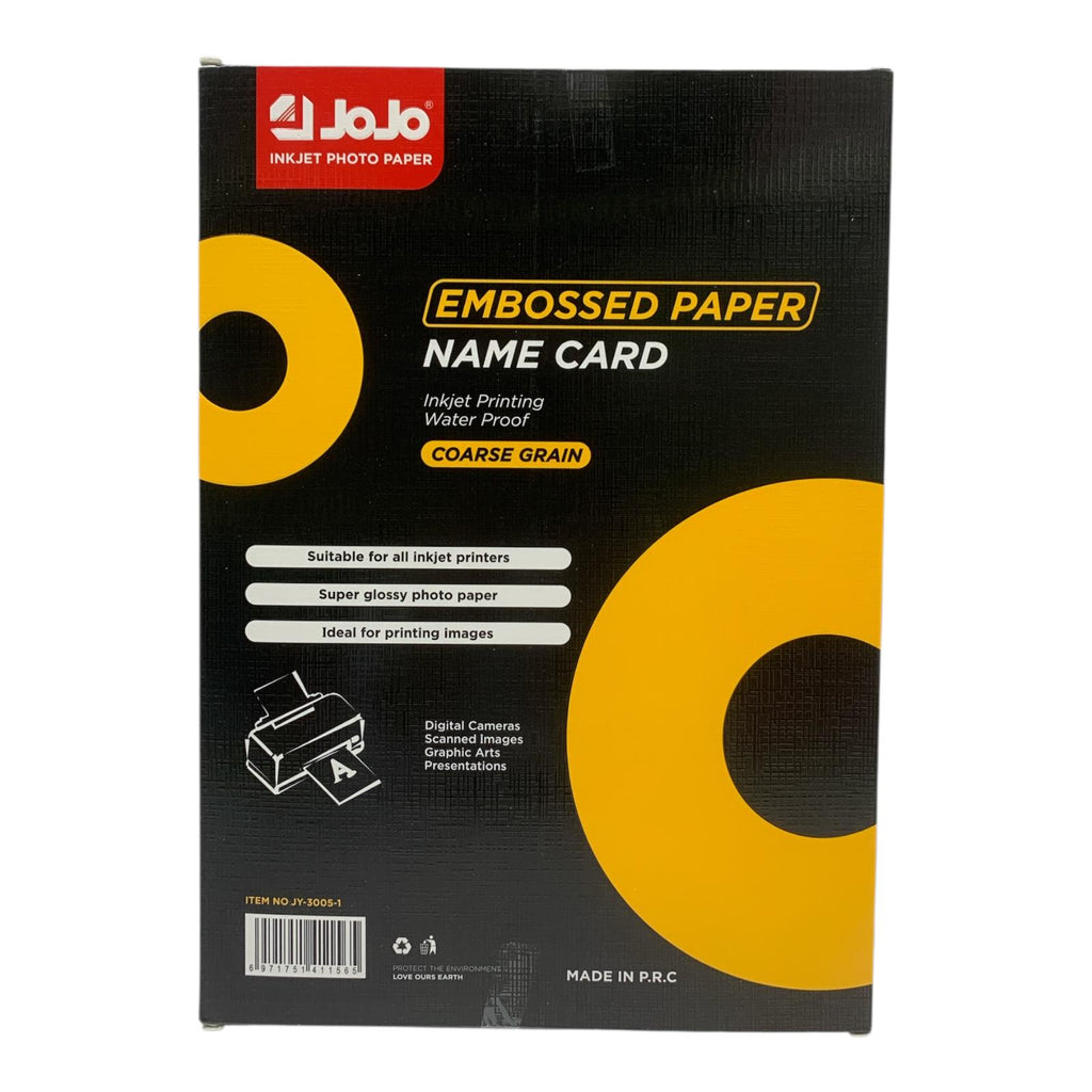 Jojo Paper Embossed Name Card A4 Size Course Grain 300 gsm || ورق جوجو بارز خشن لطباعة البطاقات حجم A4 سماكة 300 جرام