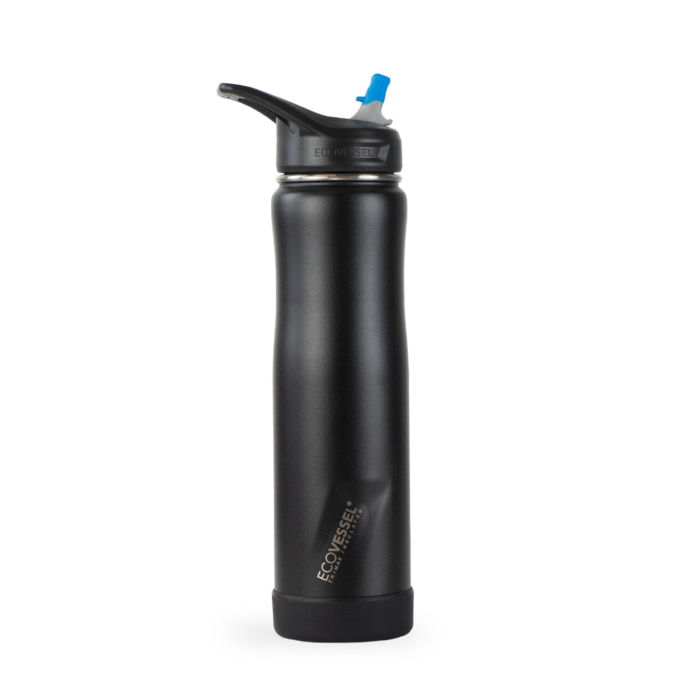 EcoVessel Summit 24 oz TriMax Insulated Stainless Steel Bottle - Black Shadow || زجاجة EcoVessel Summit سعة 24 أونصة TriMax ستانلس ستيل معزولة - Black Shadow
