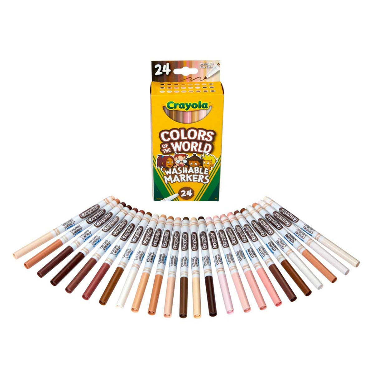 crayola colors of the world washable colors 24 || الوان شينية ٢٤ لون درجات الوان البشرة