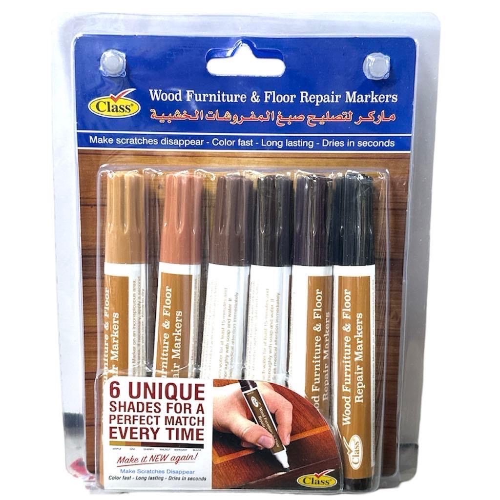 أقلام إصلاح خدوش الأثاث والأرضيات الخشبية من كلاس، 6 ألوان || Class Wood Furniture & Floor Repair Markers 6 Colors