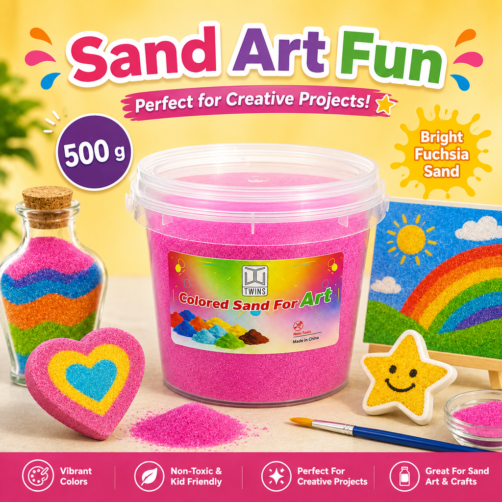 Twins Colored Sand 500g Fuchsia || رمل ملون توينز 500 جرام فوشي