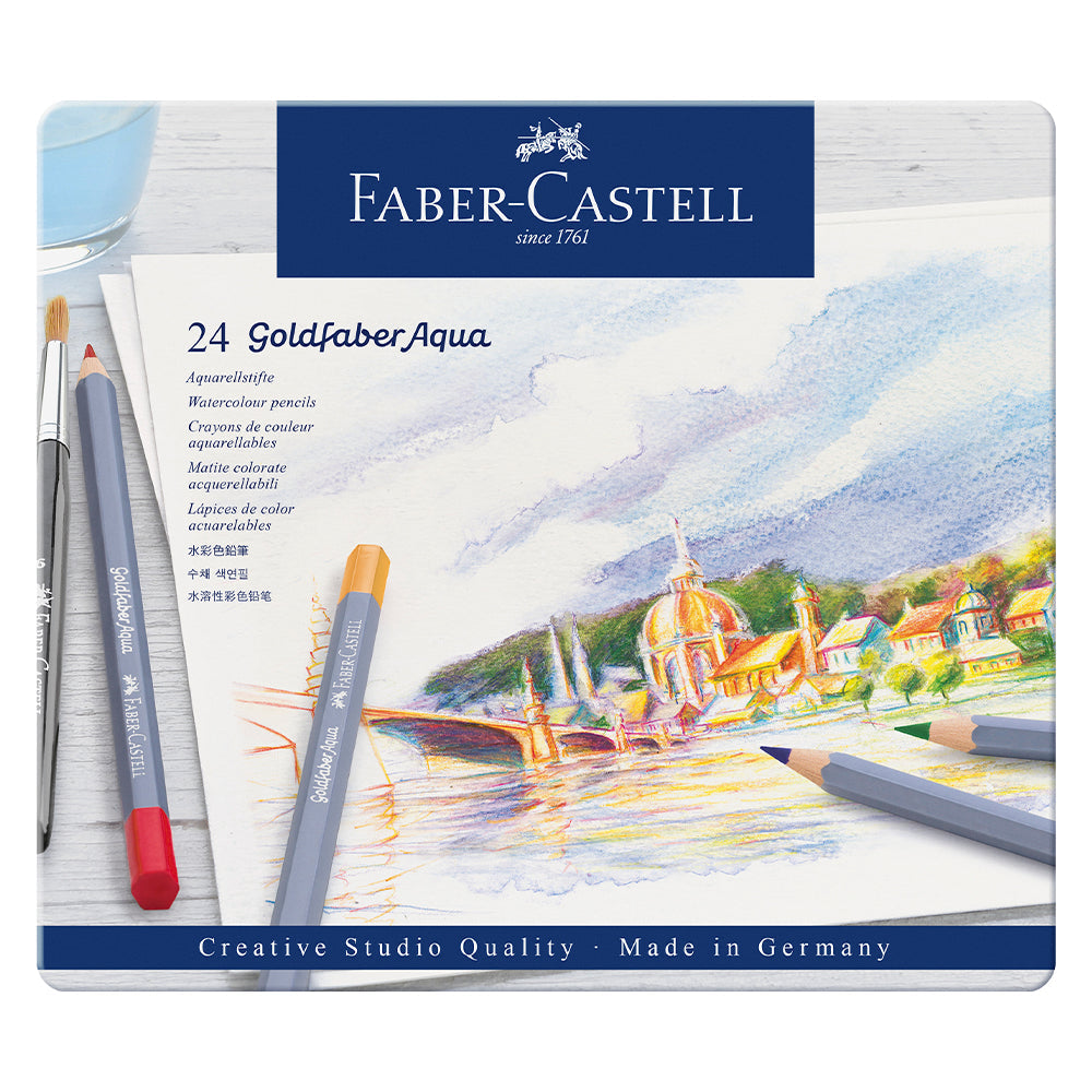 Faber Castell Goldfaber Aqua Watercolour Pencil Set of 24 || الوان خشبية فيبر كاستل قولد فيبر اكوا مائيه 24 لون