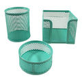 طقم مكتب شبك ٣ قطع لون أخضر منت || Mint Green Mesh Desktop Set 3 Pcs