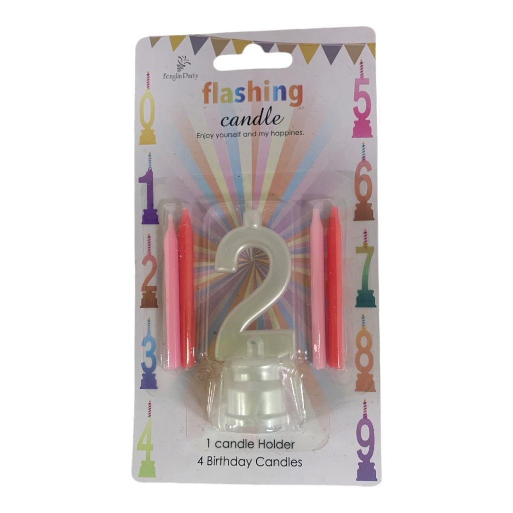 Numbered Candles With 4 Pink Candles || شمعة عيدميلاد ارقام مع ٤ شموع لون وردي