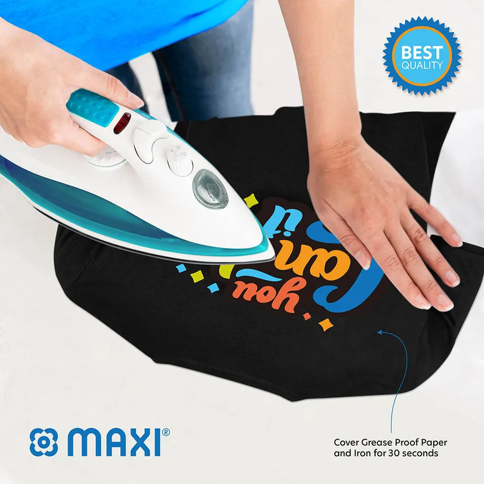 Maxi - T-Shirt Transfer Paper 190 gsm A4 5 Sheets - Dark || ورق نقل حراري للتيشيرتات للأقمشة الغامقة 190 جرام A4 - 5 ورقات