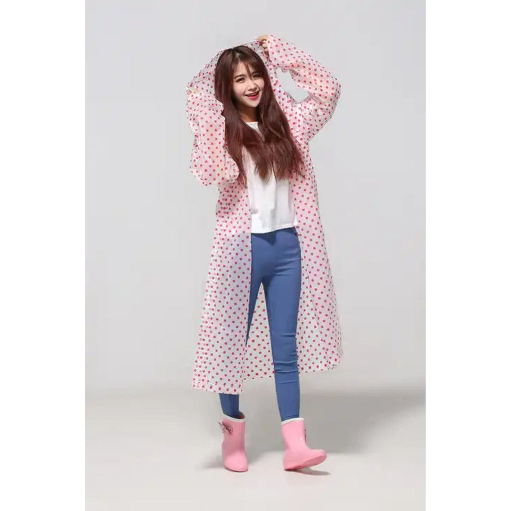 معطف مطر للكبار بنقاط حمراء || Red Polka Dots Adult Rain Coat