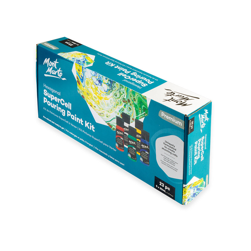Mont Marte Premium SuperCell Pouring Paint Kit - 23 Piece Ready-to-Pour Art || مجموعة الوان اكريليك سكب مونت مارت ٢٣ قطعة