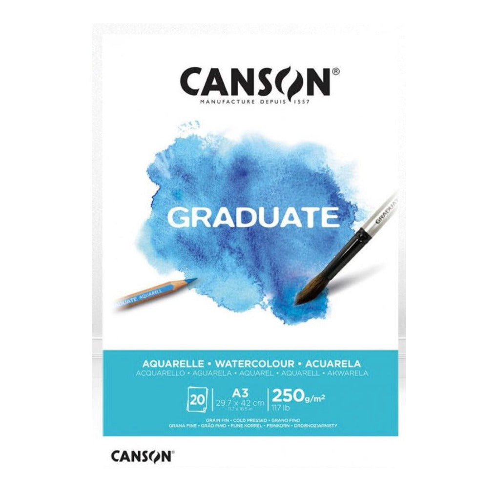 Canson Graduate Aquarelle 250 Gm A3 || كراسة رسم كانسون جرايتويت للألوان المائية 250 جم مقاس A3