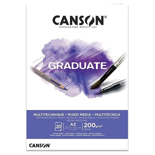 Canson Graduate Mixed Media A3 200gsm - 20 Sheets || بلوك كانسون جرادويت ميديا مختلطة A3 200 جم - 20 ورقة