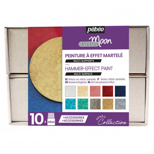 Pebeo Fantasy Moon Collection Box 10 Colors || مجموعة ألوان فانتازيا مون من بيبيو 10 ألوان مع الأدوات