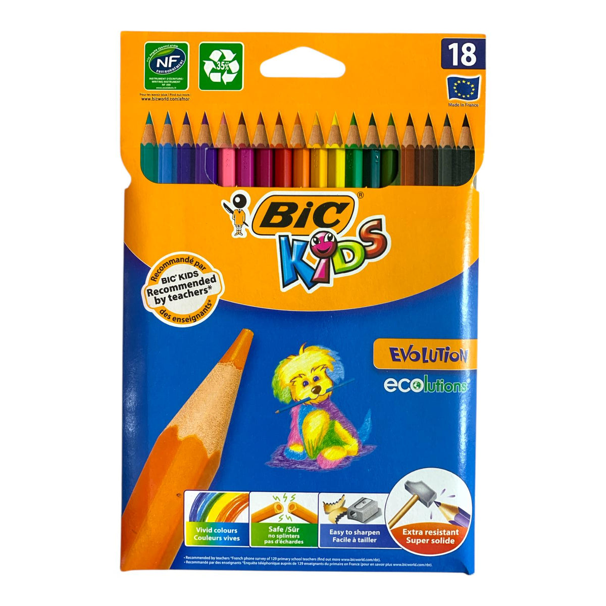 أقلام تلوين خشبية "بيك كيدز إيفولوشن" 18 لونًا || Bic Kids Evolution 18 Colored Pencils