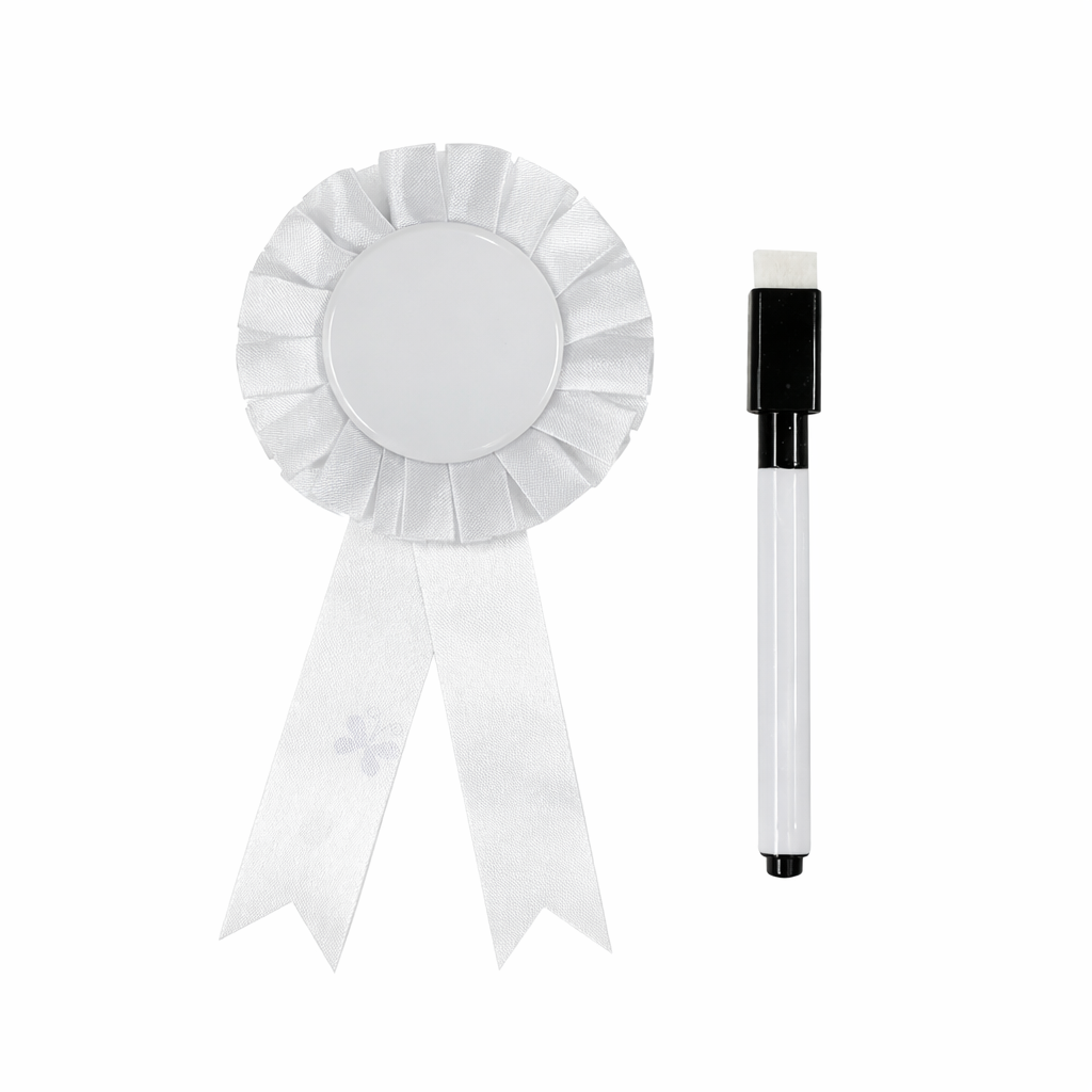 شريط تكريم أبيض قابل للتخصيص مع قلم || White Customizable Award Ribbon with Marker
