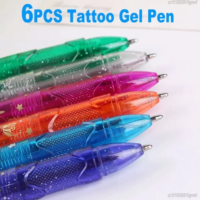 Tatoo Gel Pen 6 Colors || مجموعة اقلام تاتو جل ٦ لون