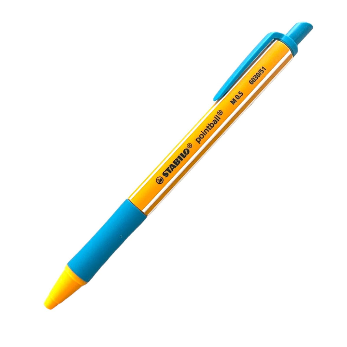 Ballpoint pen Stabilo retractable point Light Blue color || قلم حبر كبس ستابيلو  لون ازرق سماوي