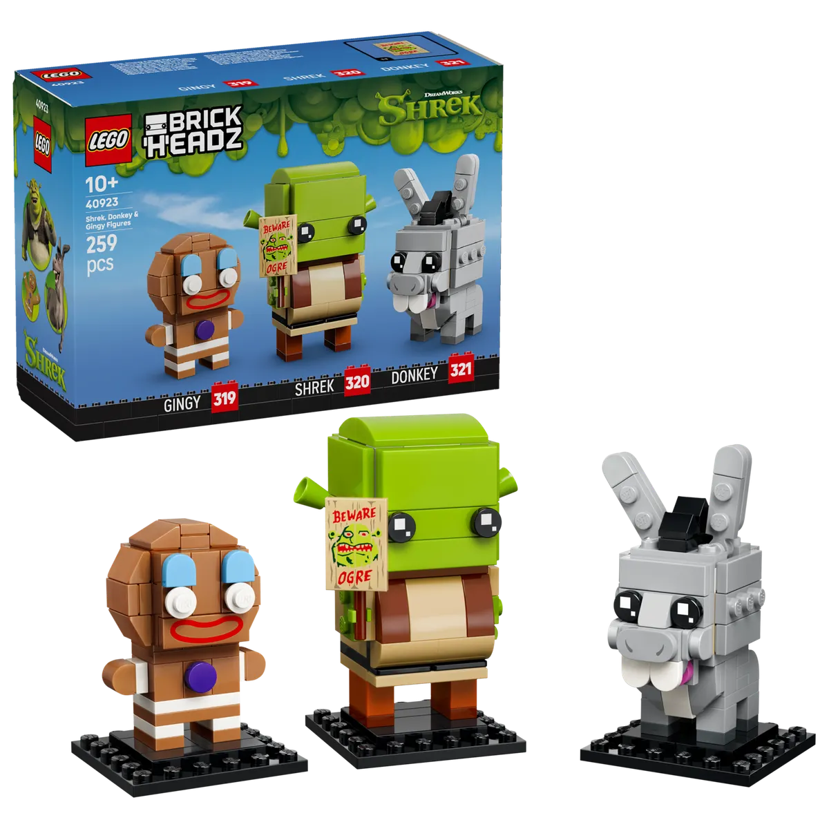 LEGO® BrickHeadz™ Shrek, Donkey & Gingy Figures 40923 || ليغو بريك هيدز شريك ودونكي وجينجي 40923