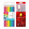 A&T Offer Math Set + Colored Pencil Pack || مجموعة قرطاسية اطلس باكيت الوان خشبية باستيل و علبة هندسة
