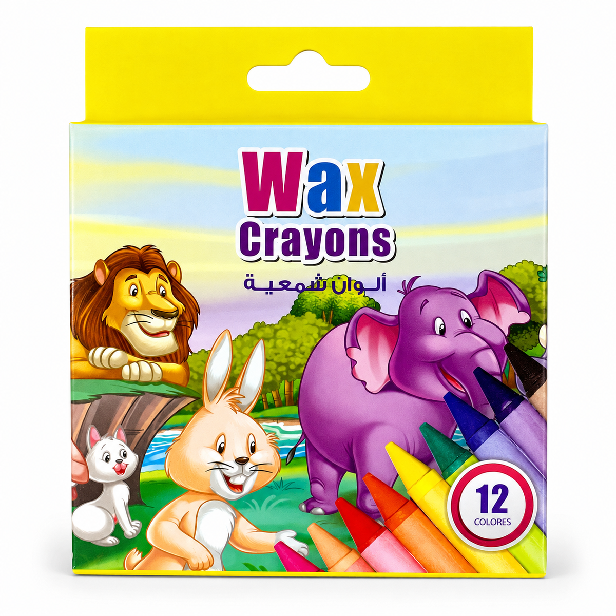 أقلام تلوين شمعية من إيه آند تي، 12 لوناً || A&T Color Me Wax Crayons 12 Colors