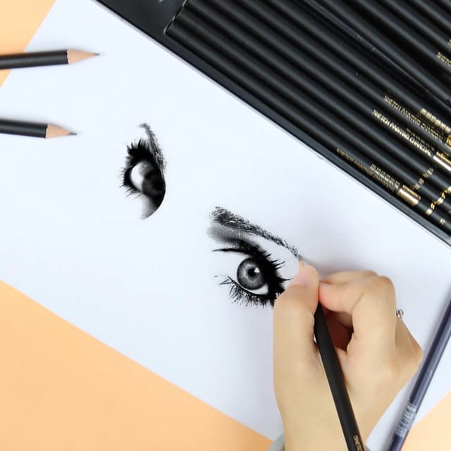 NYONI 30 pc art charcoal sketch pen set || طقم أقلام فحم ورسم سكتش من نيوني 30 قطعة