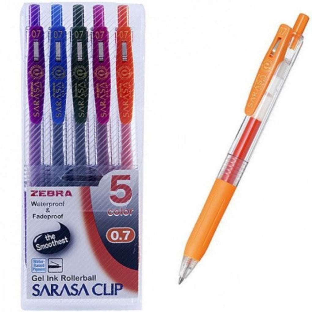 ZEBRA SARASA CLIP 0.7 PEN SET - 5 PIECES || طقم أقلام زيبرا ساراسا كليب 0.7 مم - 5 قطع