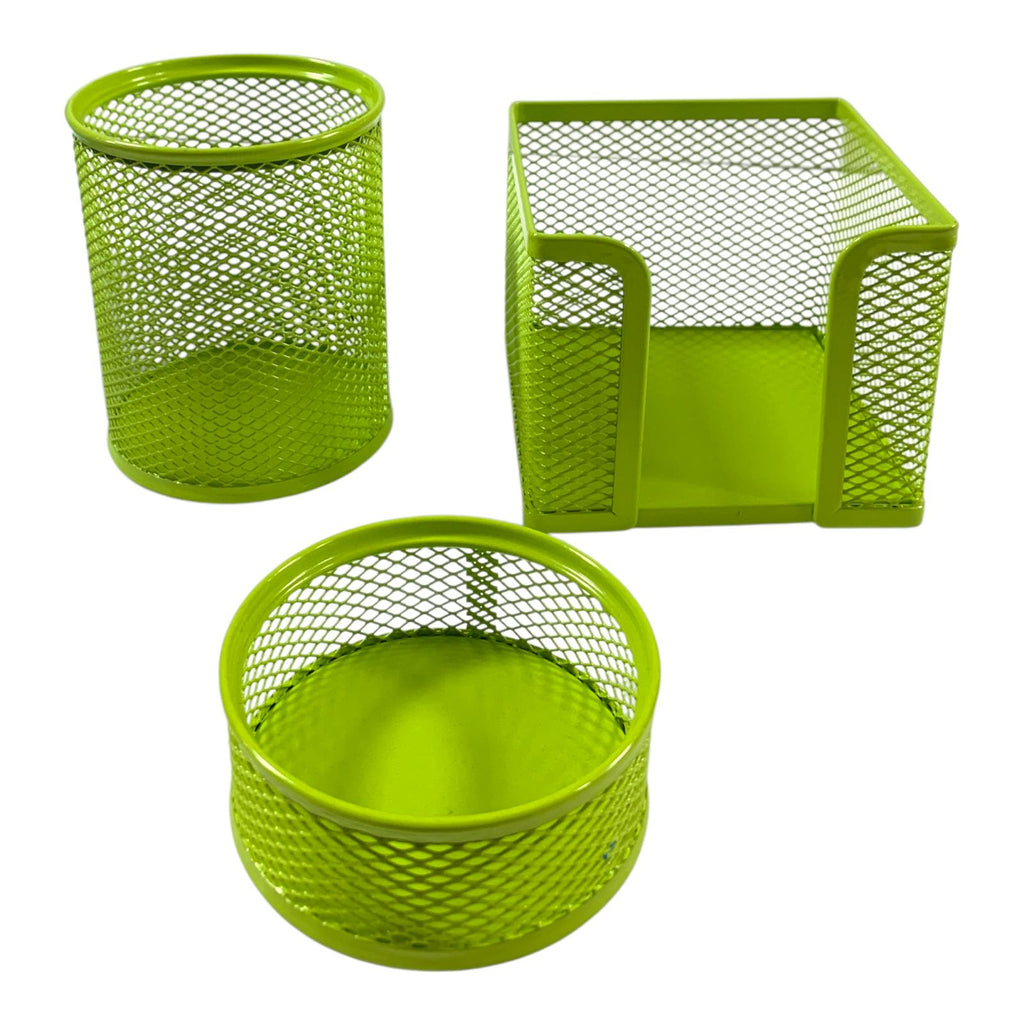 Green Mesh Desktop Set 3 Pcs || طقم مكتب شبك ٣ قطع لون أخضر