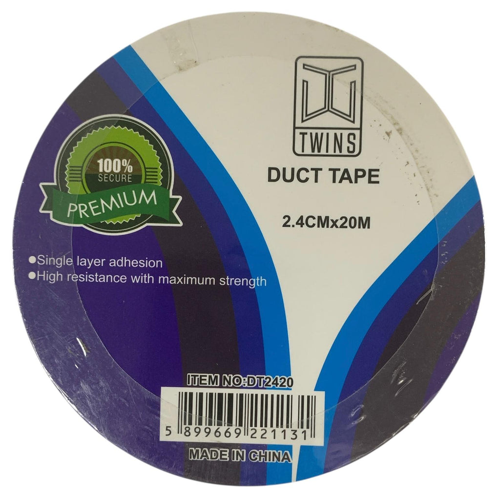 A&T Twins Duct Tape 2.4 cm x 20 M Small Size Black Color || شريط لاصق قماش توينز A&T، لون أسود، حجم صغير 2.4 سم * 20 متر