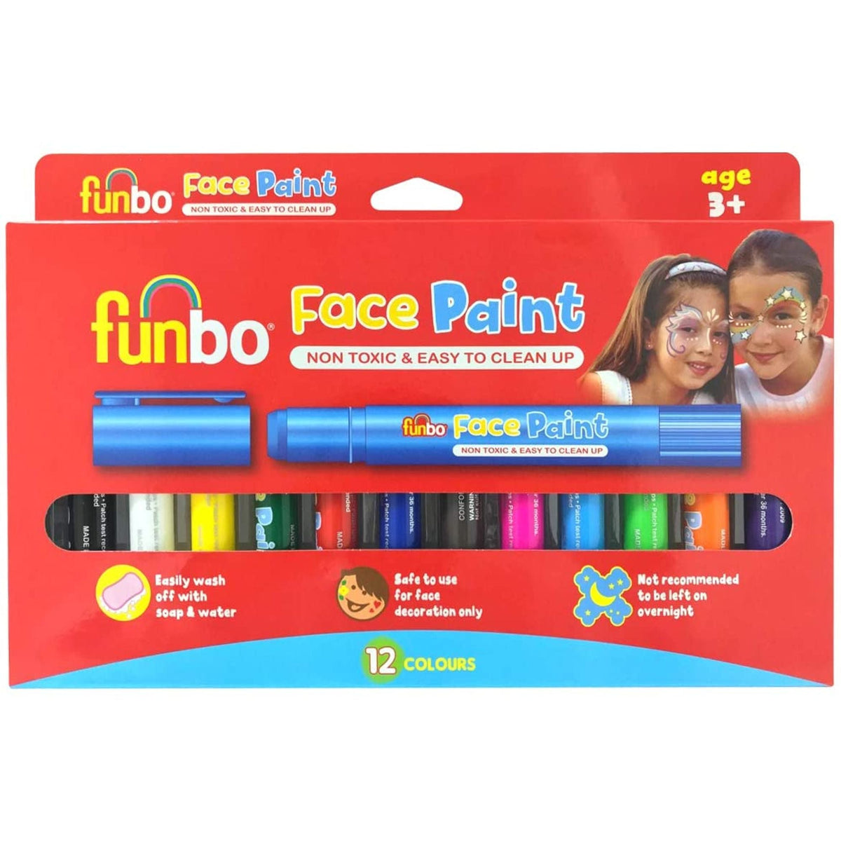 مجموعة ألوان الوجه فنبو، 12 لوناً || Funbo Face Paint color set 12 Colors