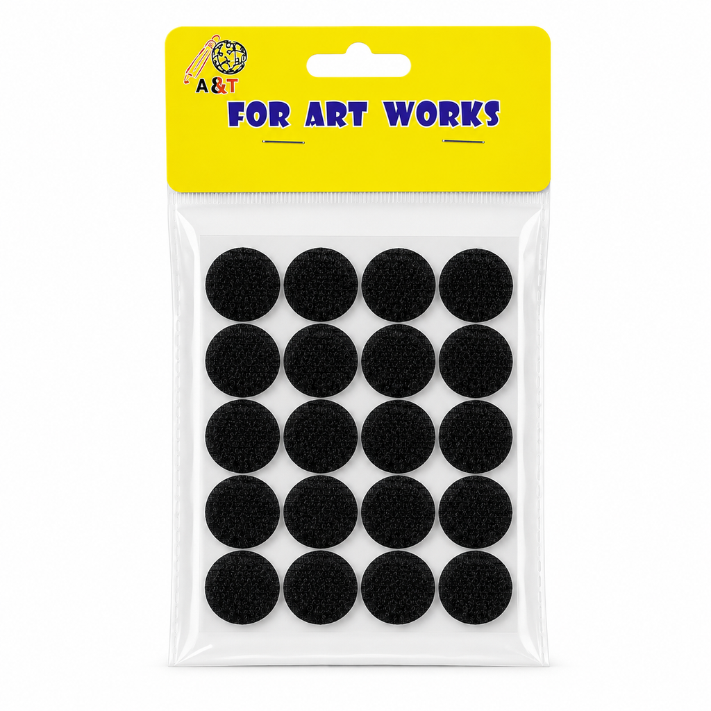 A&T Black Circular Velcro Small Size || عاشق و معشوق لون اسود دائري صغير اي اند تي