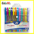 A&T Color Me Tri X Neon Pastel Ball Pens 12 Colors || أقلام حبر جاف "كولور مي" ألوان نيون وباستيل، 12 لوناً