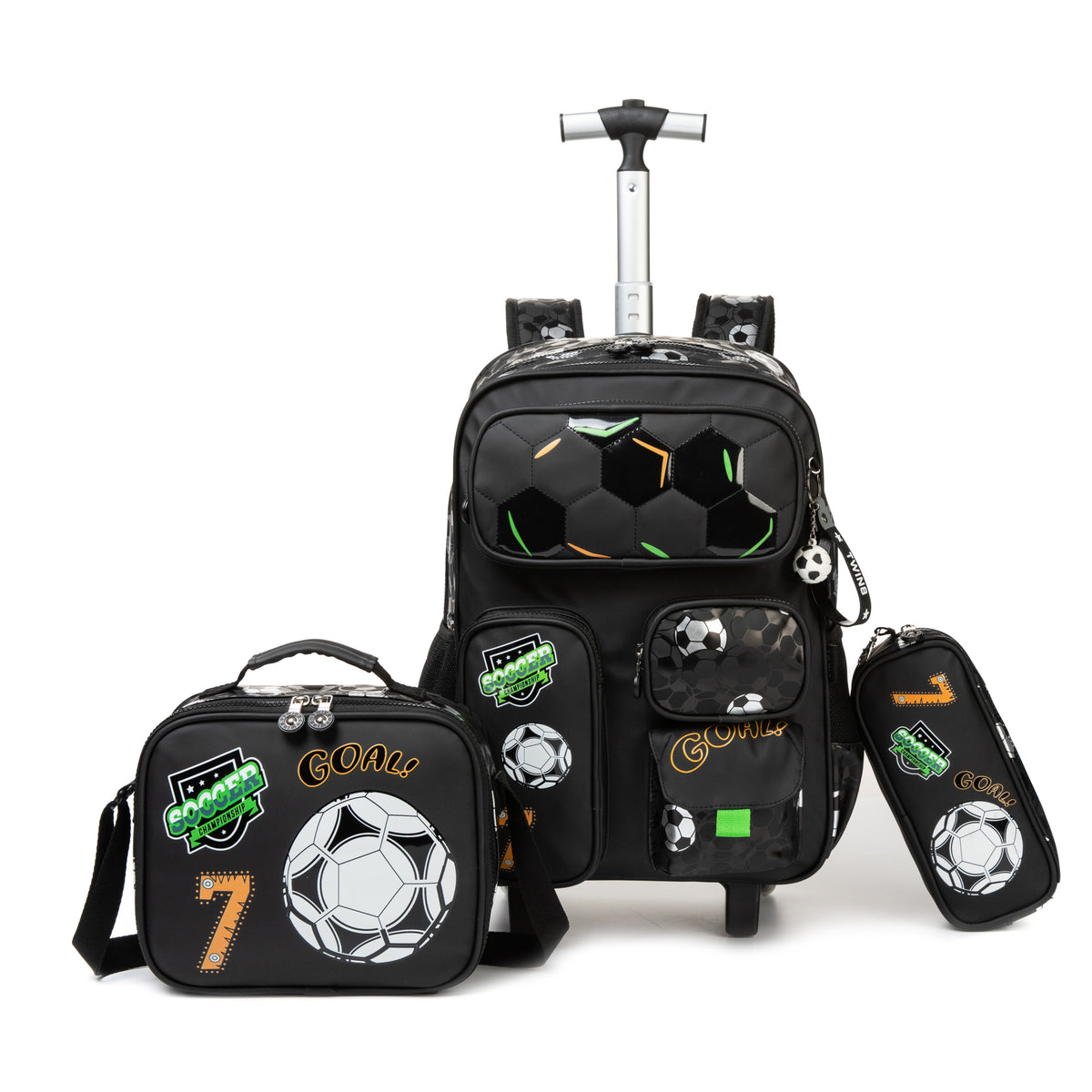 17" Trolley Backpack 3PCS FLYING TIGERS TWINS || حقيبة ظهر بعجلات (ترولي) 17 بوصة، 3 قطع، فلاينج تايجرز توينز