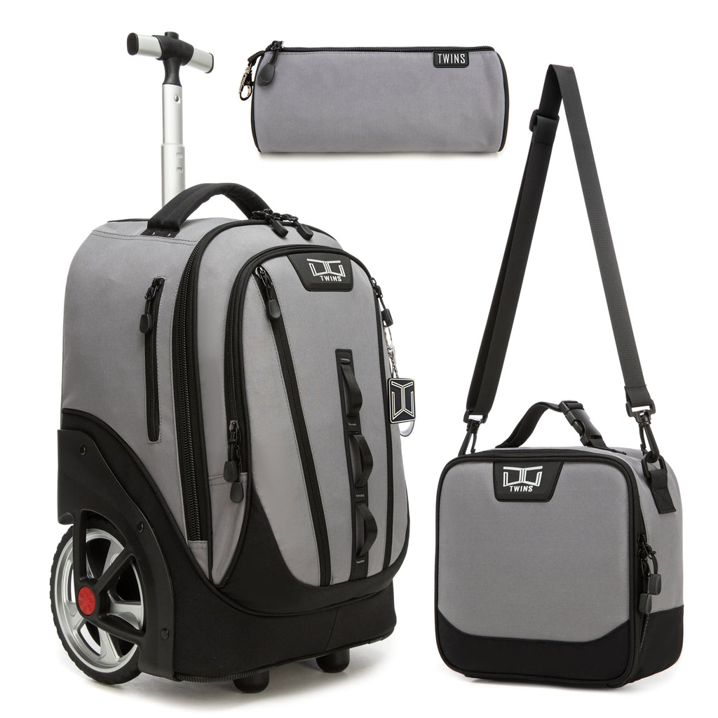 18“ Big wheel Trolley Backpack 3PCS Gray || شنطة ترولي 18انش عجل كبير 3 قطع رمادي توينز