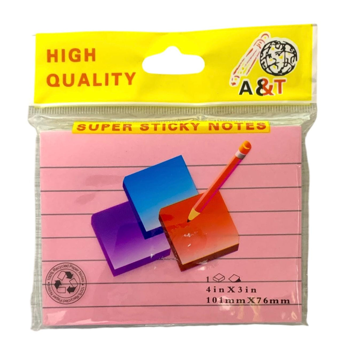 A&T Sticky Note Pastel Colors 4 x 3 || ورق ملاحظات لاصق ستيكي نوت ألوان باستيل مقاس 4 × 3