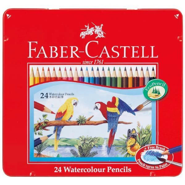 Faber Castell Watercolor Pencils 24 Colors Tin Case