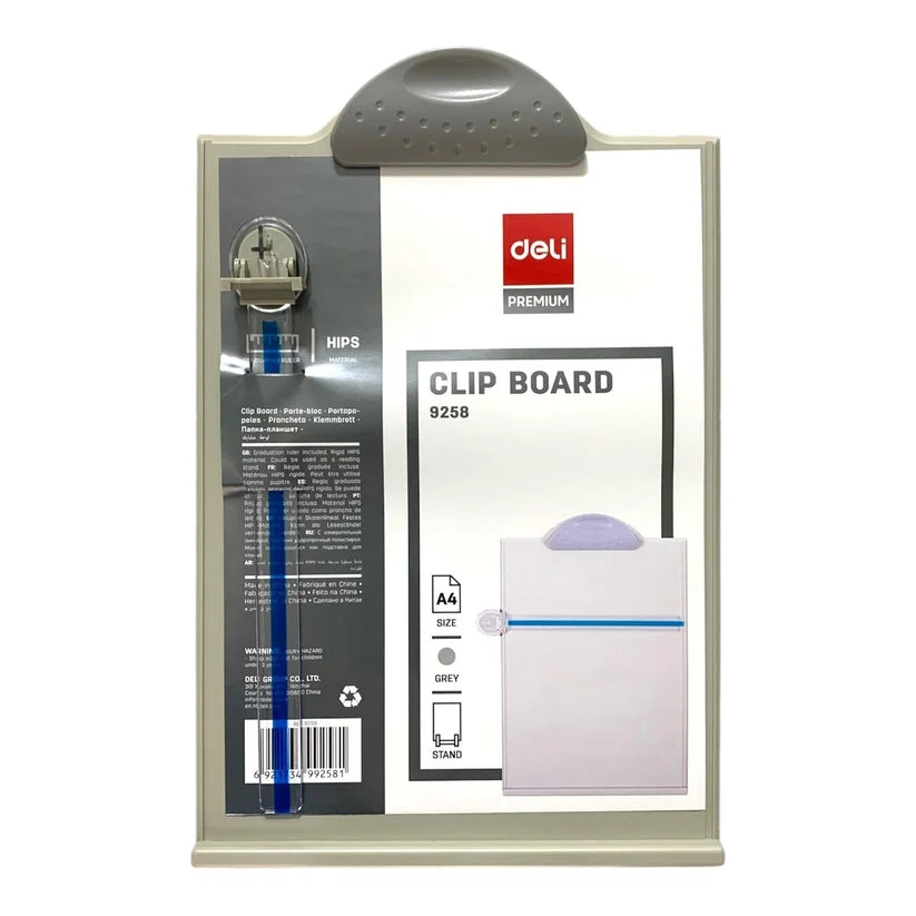 Deli Clip Board With Stand Grey Color A4 Size