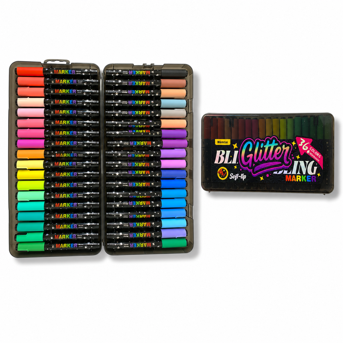 أقلام تحديد لامعة (جليتر) بلينغ، 36 لوناً || Bling Glitter Marker 36 Color