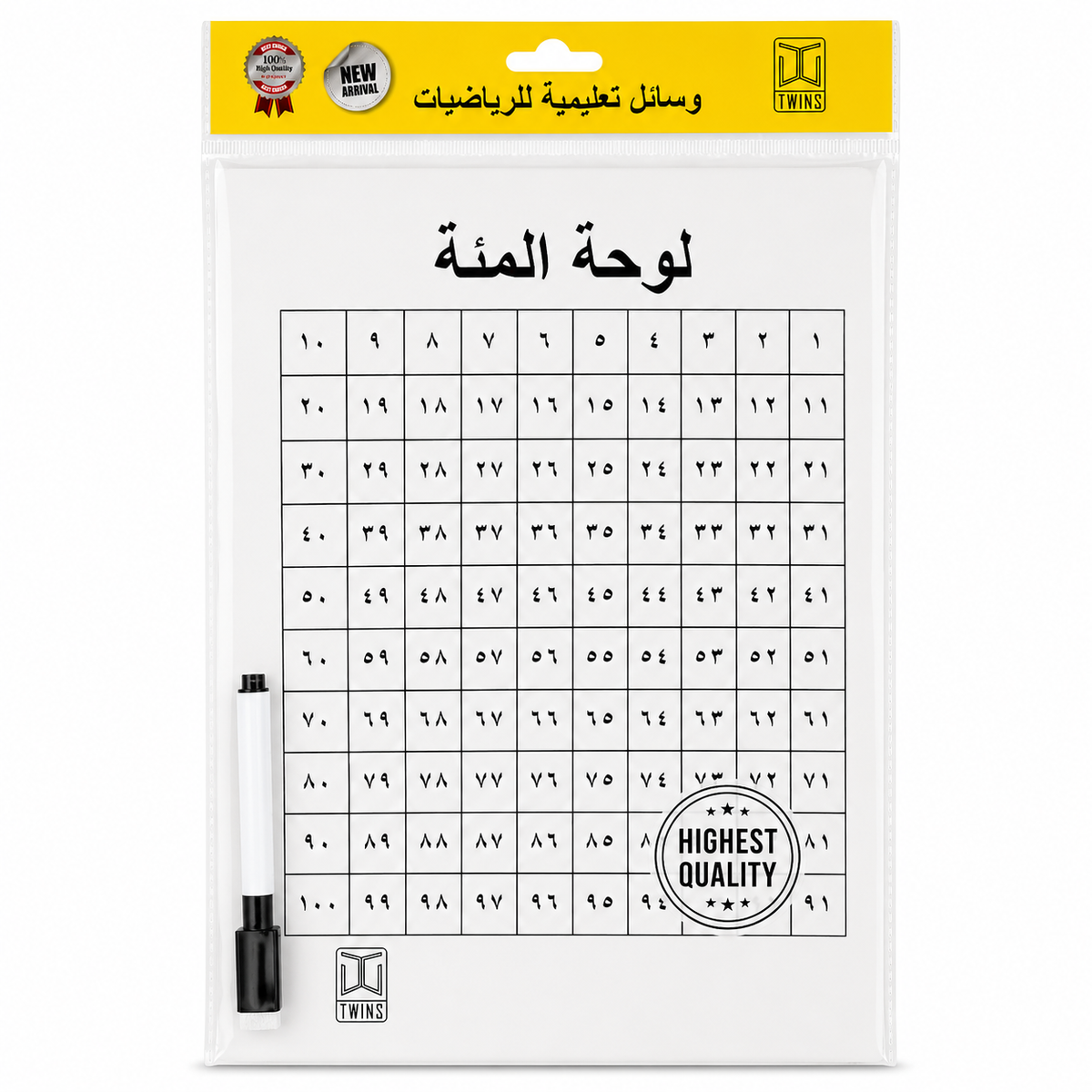 لوحة المئة مقاس A4