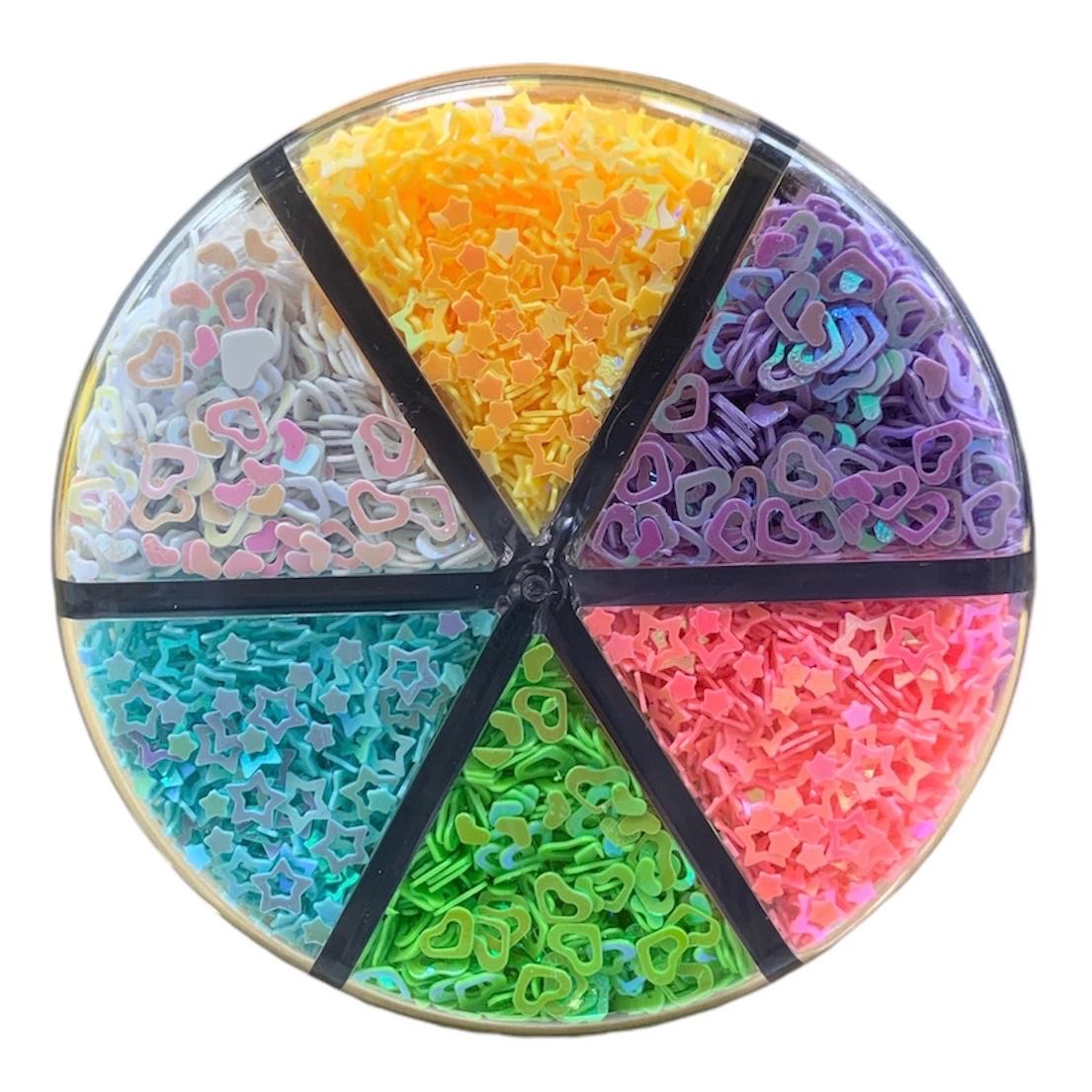 A&T Glitter Confetti Assorted Shapes 6 Colors || زينة قصاصات لامعة بأشكال متنوعة من A&T، 6 ألوان