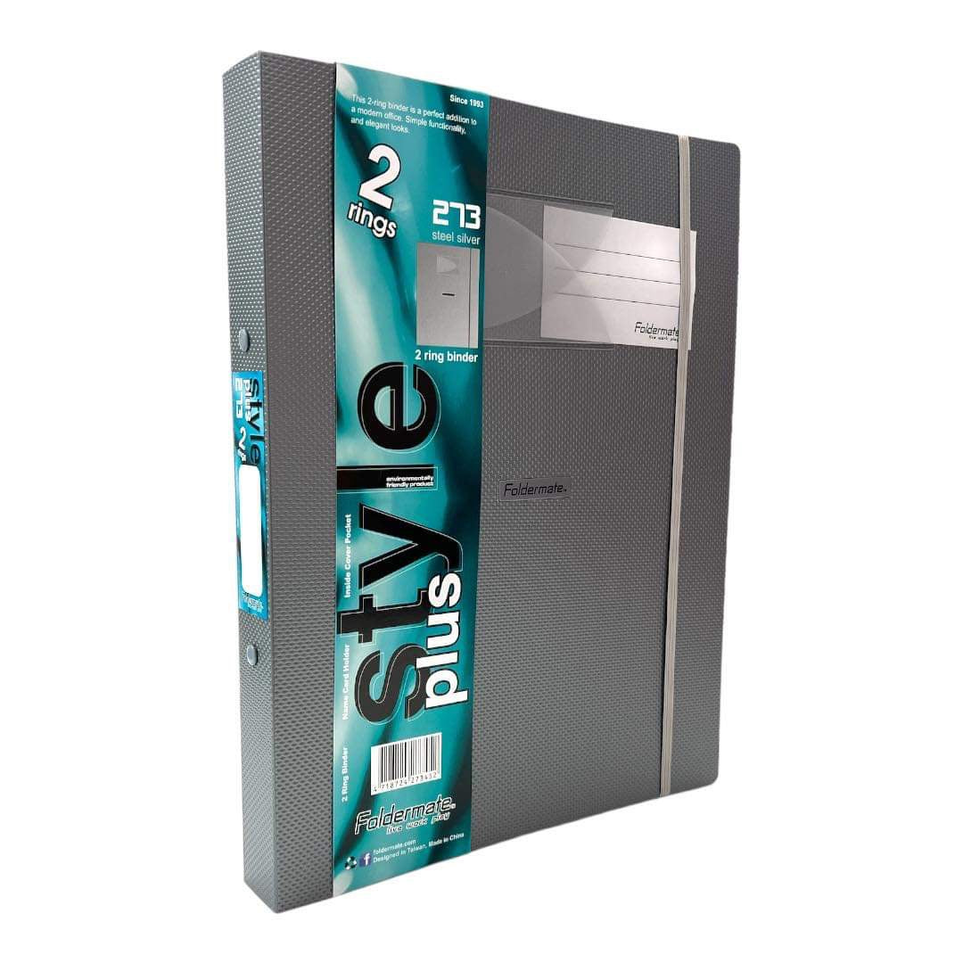 Foldermate 2 Ring Binder Silver Steel || ملف 2 حلقة فولدر ميت لون فضي فولاذي