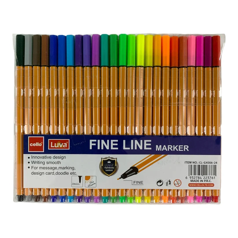 Cello Fineliner Pen Marker 24 Colors
