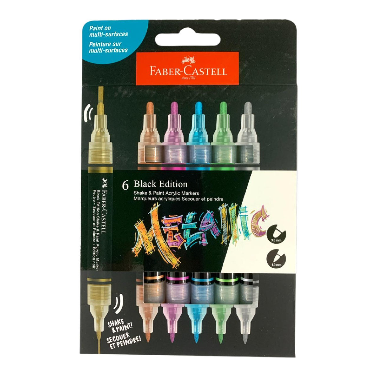 Faber-Castell Metallic Acrylic Markers (6 Pack) || أقلام فابر كاستل الأكريليكية المعدنية (عبوة من 6 أقلام)
