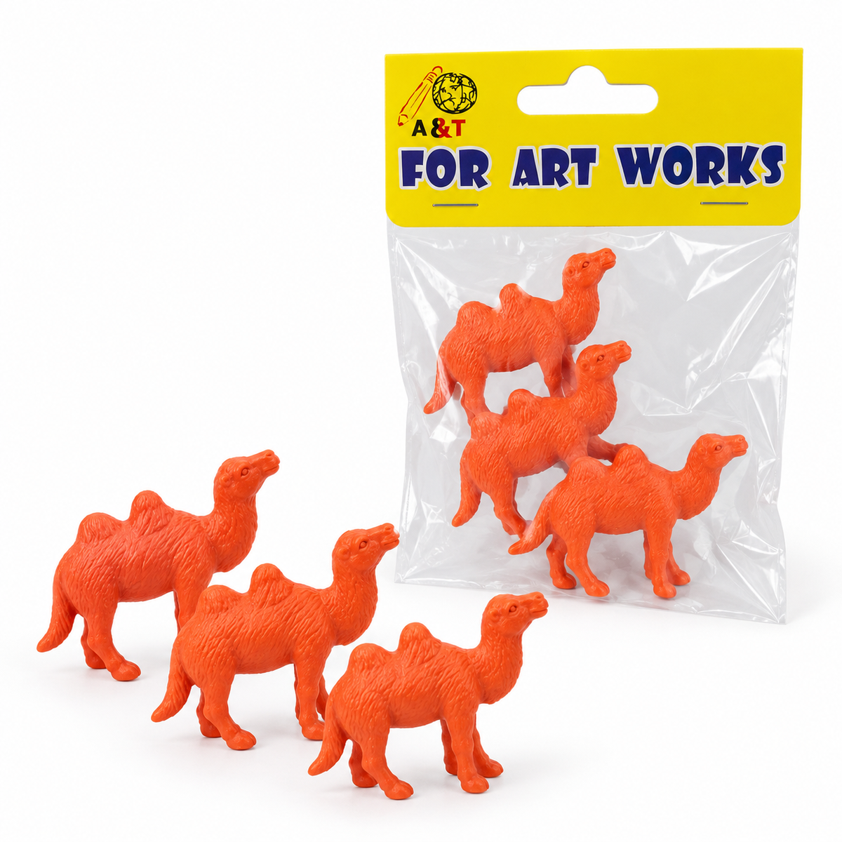 A&T Camel Figures Set Orange 3 Pcs || مجموعة مجسمات جمل اي اند تي برتقالي 3 قطع